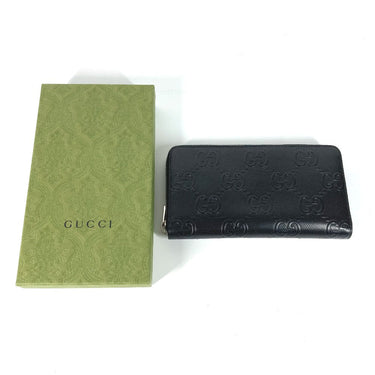 GUCCI Long Wallet Purse 625563 leather black GG embossed long wallet Travel case